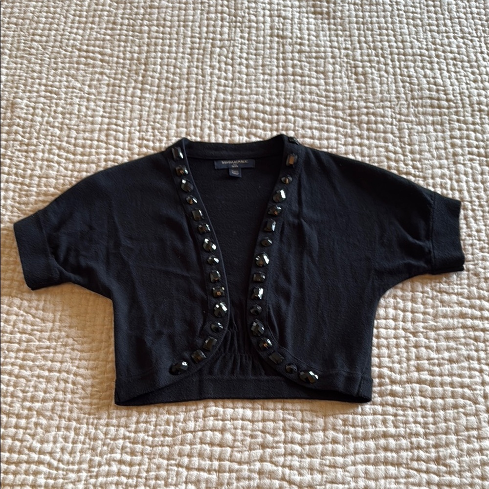 Banana Republic Petite XXS black cropped sweater with jewel embellishment